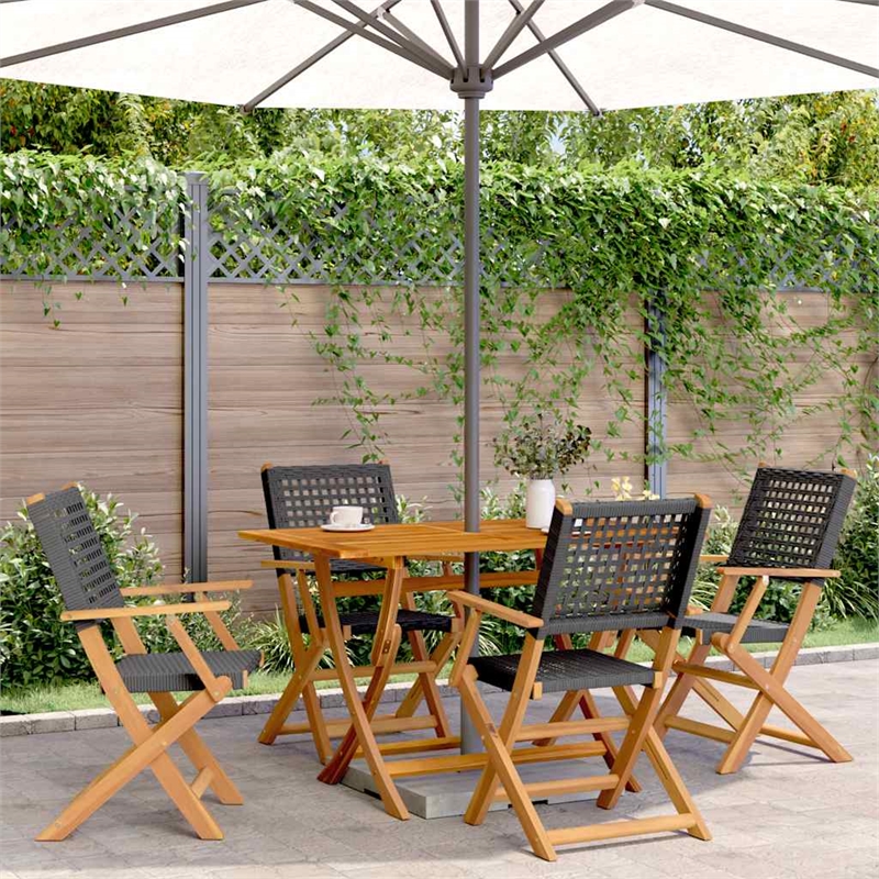 Afuera Living 5 Piece Poly Rattan Garden Dining Set in Black