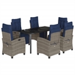 Afuera Living Contemporary 7 Piece Rattan Garden Dining Set in Black