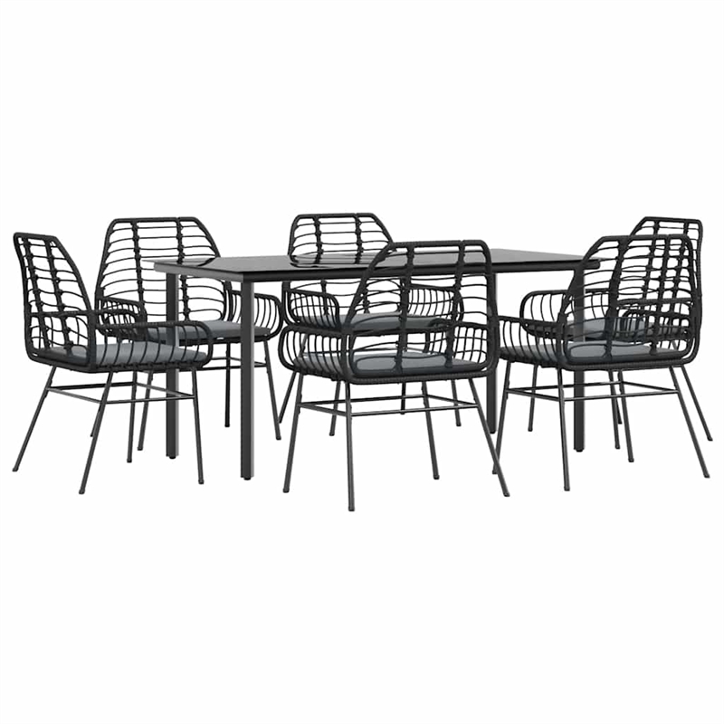 Afuera Living Contemporary Poly Rattan Garden Dining Set in Black