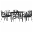 Afuera Living Contemporary Poly Rattan Garden Dining Set in Black