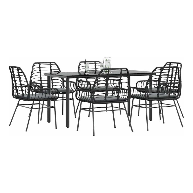 Afuera Living Contemporary Poly Rattan Garden Dining Set in Black