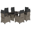 Afuera Living Contemporary 7 Piece Poly Rattan Garden Dining Set in Gray