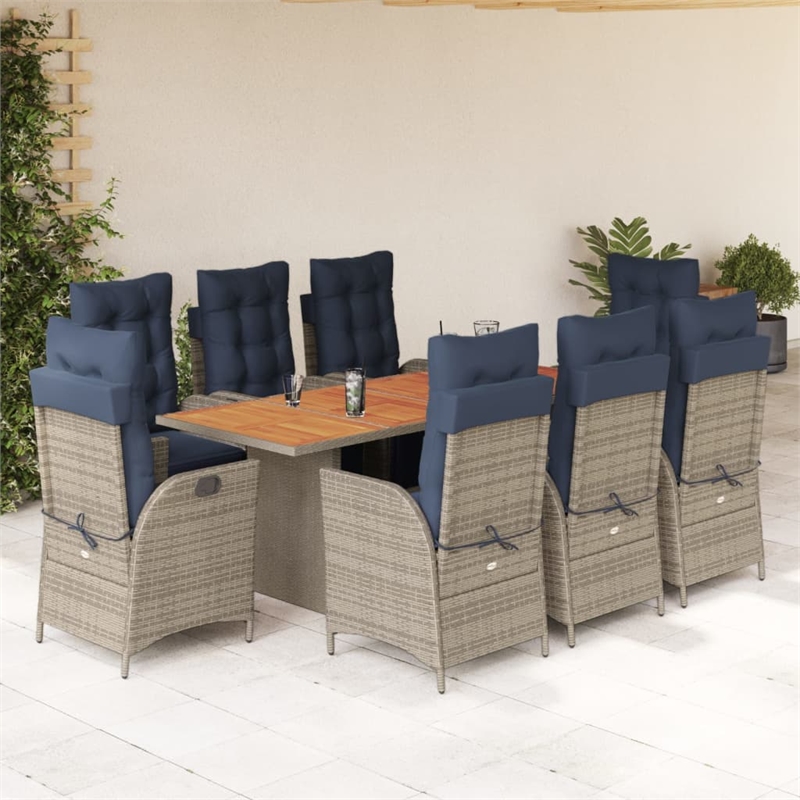 Afuera Living Contemporary Durable Rattan Garden Dining Set in Gray