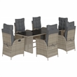 Afuera Living Contemporary 7 Piece Poly Rattan Garden Dining Set in Gray