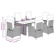 Afuera Living Contemporary 7 Piece Poly Rattan Garden Dining Set in Gray