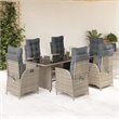 Afuera Living Contemporary 7 Piece Poly Rattan Garden Dining Set in Gray