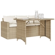 Afuera Living Contemporary Rattan Garden Dining Set in Beige/Cream White
