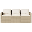 Afuera Living Contemporary Rattan Garden Dining Set in Beige/Cream White