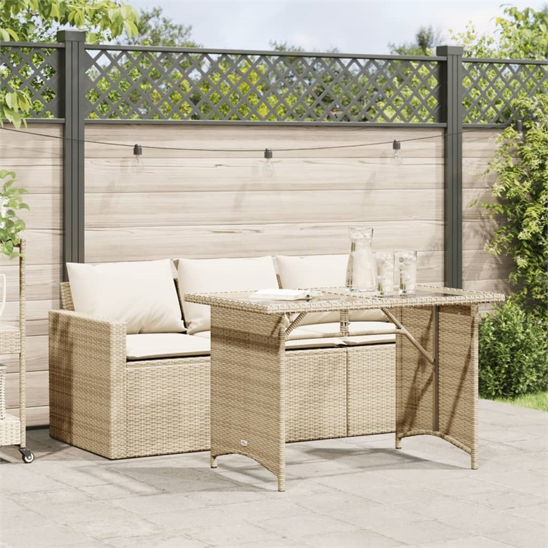 Afuera Living Contemporary Rattan Garden Dining Set in Beige/Cream White