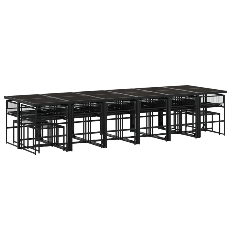 Afuera Living 17 Piece Poly Rattan Garden Dining Set in Black