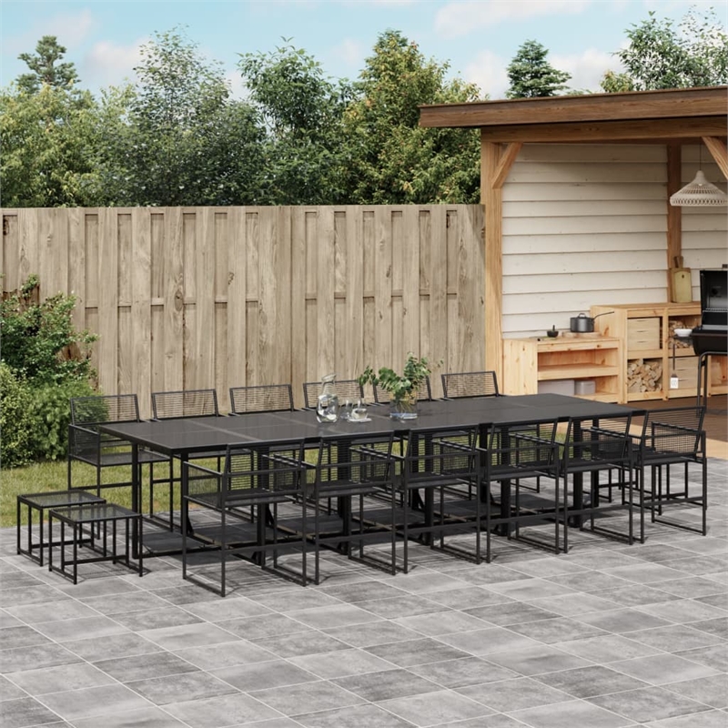 Afuera Living 17 Piece Poly Rattan Garden Dining Set in Black