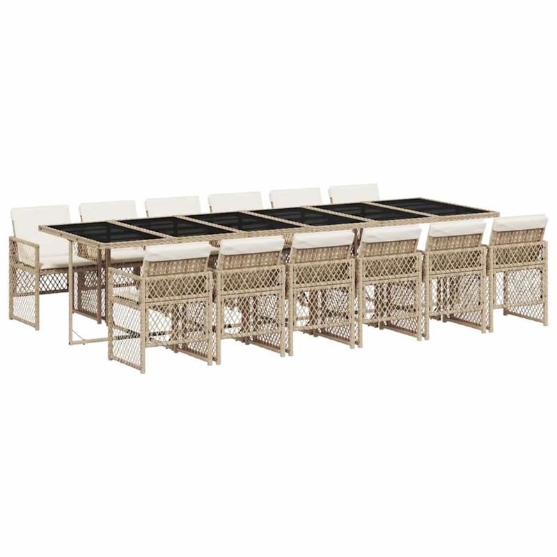 Afuera Living Contemporary Poly Rattan Garden Dining Set in Beige