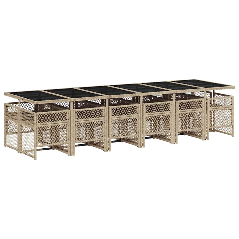 Afuera Living Contemporary Poly Rattan Garden Dining Set in Beige