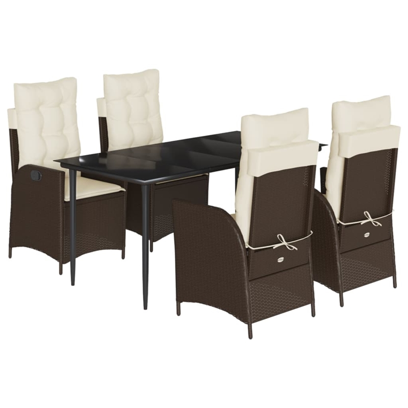 Afuera Living Contemporary 5 Piece Rattan Garden Dining Set in Brown