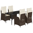 Afuera Living Contemporary 5 Piece Rattan Garden Dining Set in Brown