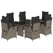 Afuera Living Contemporary 7 Piece Poly Rattan Garden Dining Set in Gray