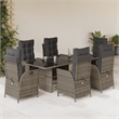 Afuera Living Contemporary 7 Piece Poly Rattan Garden Dining Set in Gray