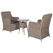 Afuera Living Contemporary 3 Piece Rattan Garden Dining Set in Gray