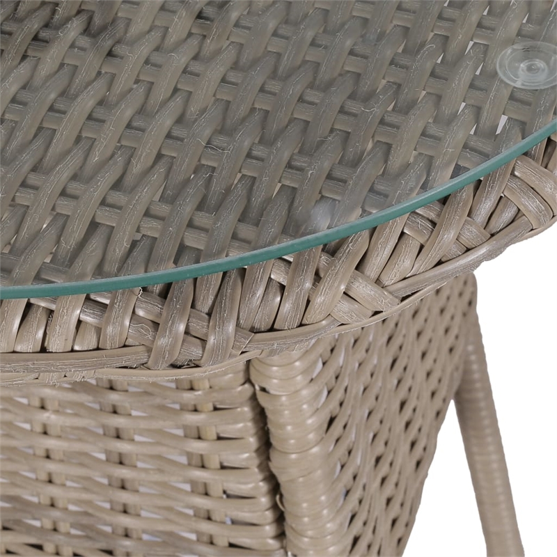 Afuera Living Contemporary 3 Piece Rattan Garden Dining Set in Gray