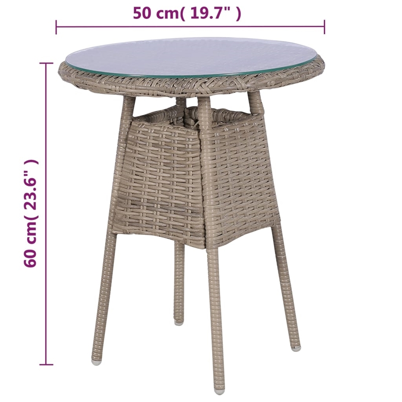 Afuera Living Contemporary 3 Piece Rattan Garden Dining Set in Gray