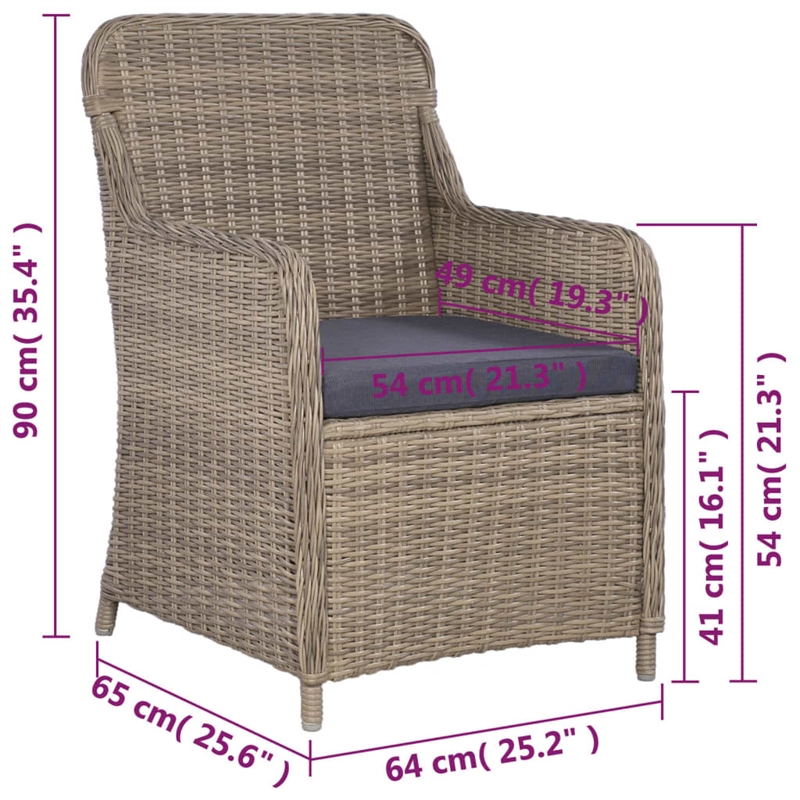 Afuera Living Contemporary 3 Piece Rattan Garden Dining Set in Gray