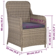Afuera Living Contemporary 3 Piece Rattan Garden Dining Set in Gray