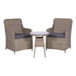 Afuera Living Contemporary 3 Piece Rattan Garden Dining Set in Gray