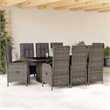 Afuera Living Contemporary 9 Piece Poly Rattan Garden Dining Set in Gray