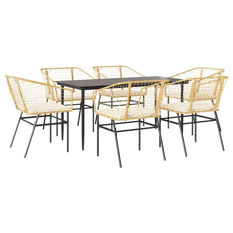 Afuera Living 7 Piece Poly Rattan Garden Dining Set in Black