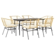 Afuera Living 7 Piece Poly Rattan Garden Dining Set in Black