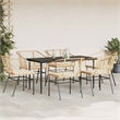 Afuera Living 7 Piece Poly Rattan Garden Dining Set in Black