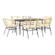 Afuera Living 7 Piece Poly Rattan Garden Dining Set in Black
