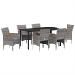 Afuera Living 7 Piece Poly Rattan Garden Dining Set with Cushions in Gray