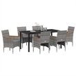 Afuera Living 7 Piece Poly Rattan Garden Dining Set with Cushions in Gray