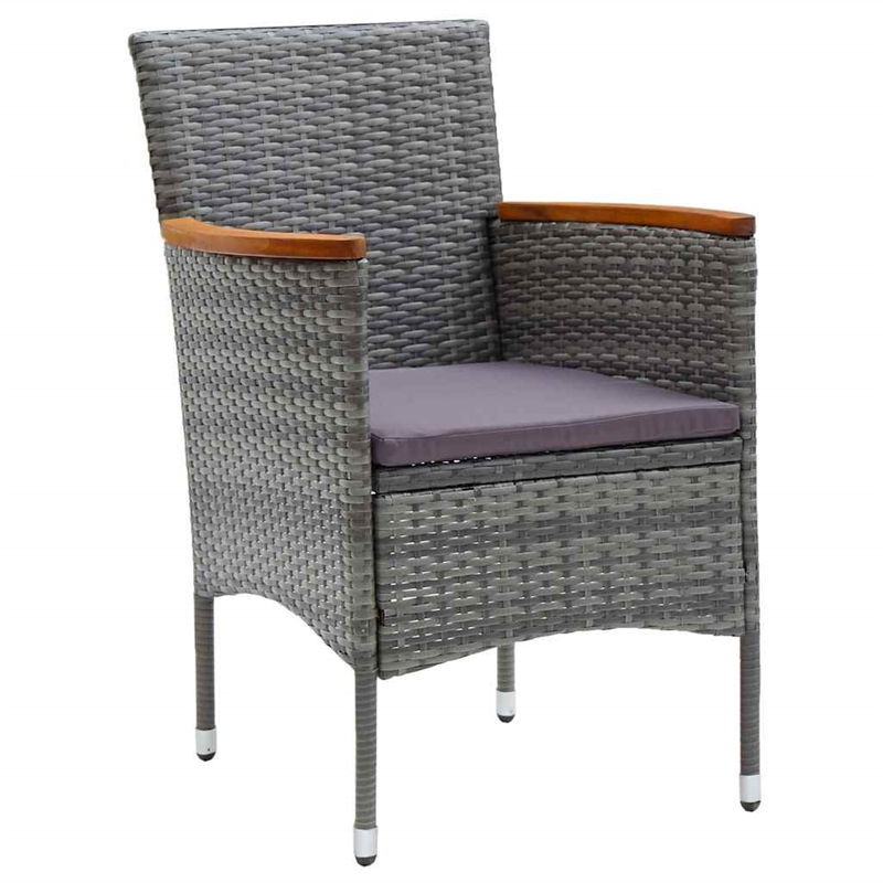 Afuera Living 7 Piece Poly Rattan Garden Dining Set with Cushions in Gray