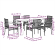 Afuera Living Contemporary 7 Piece Poly Rattan Patio Dining Set in Gray
