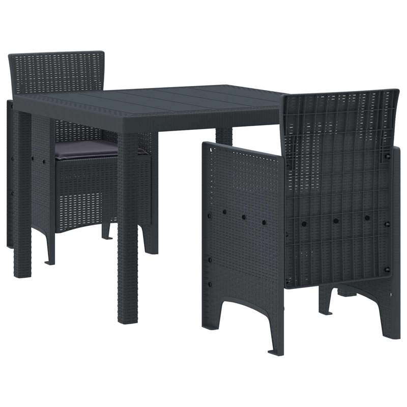 Afuera Living Contemporary Poly Rattan Garden Dining Set in Anthracite