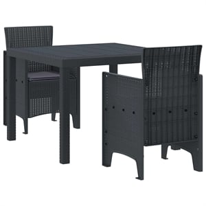 Afuera Living Contemporary Poly Rattan Garden Dining Set in Anthracite