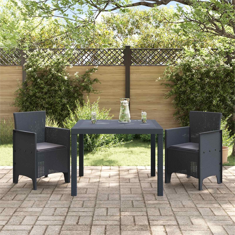 Afuera Living Contemporary Poly Rattan Garden Dining Set in Anthracite