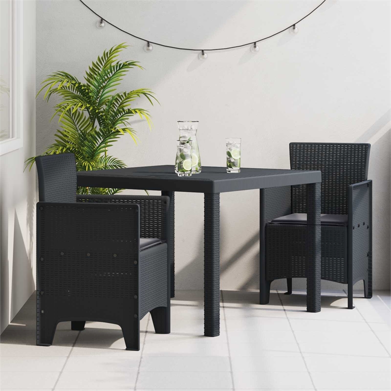 Afuera Living Contemporary Poly Rattan Garden Dining Set in Anthracite