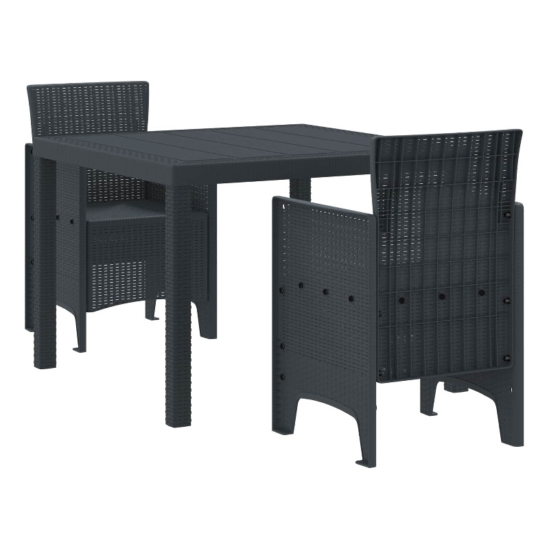 Afuera Living Contemporary Poly Rattan Garden Dining Set in Anthracite