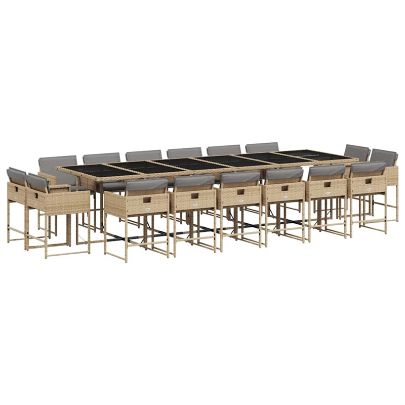 Afuera Living 17 Piece Poly Rattan Patio Dining Set in Beige