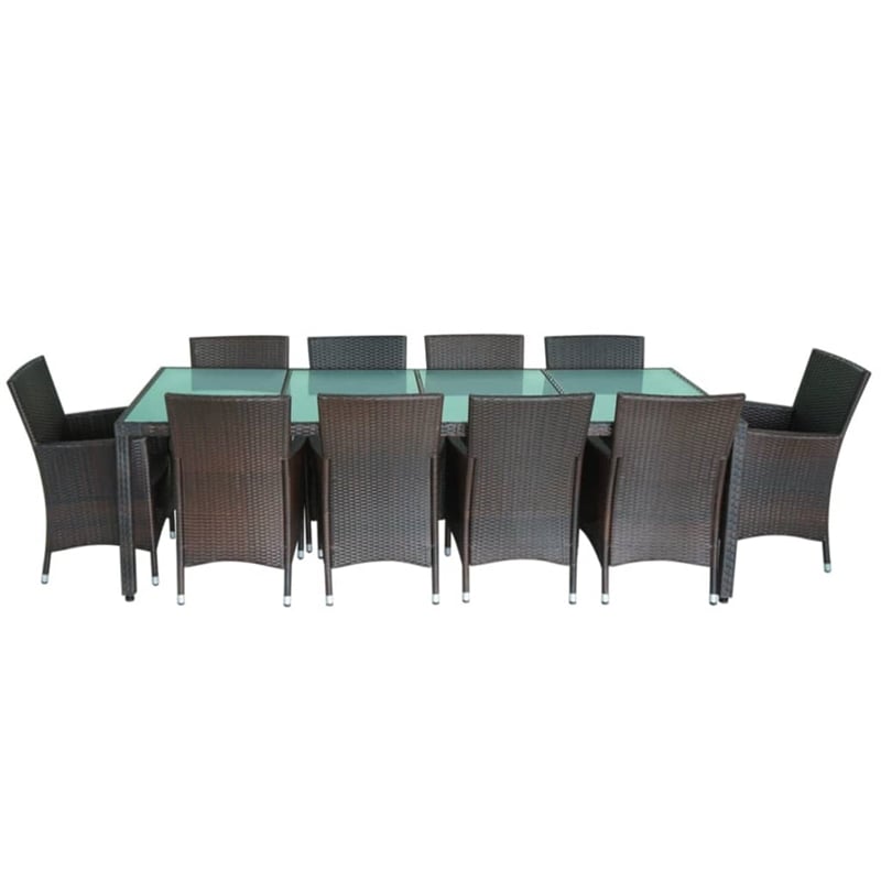 Afuera Living Contemporary Rattan Garden Dining Set in Brown/Cream white