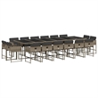 Afuera Living Contemporary 17 Piece Poly Rattan Patio Dining Set in Gray