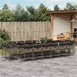 Afuera Living Contemporary 17 Piece Poly Rattan Patio Dining Set in Gray