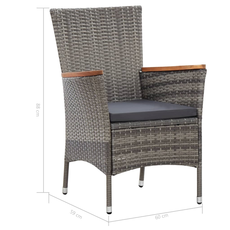 Afuera Living 5 Piece Poly Rattan Garden Dining Set in Dark Gray