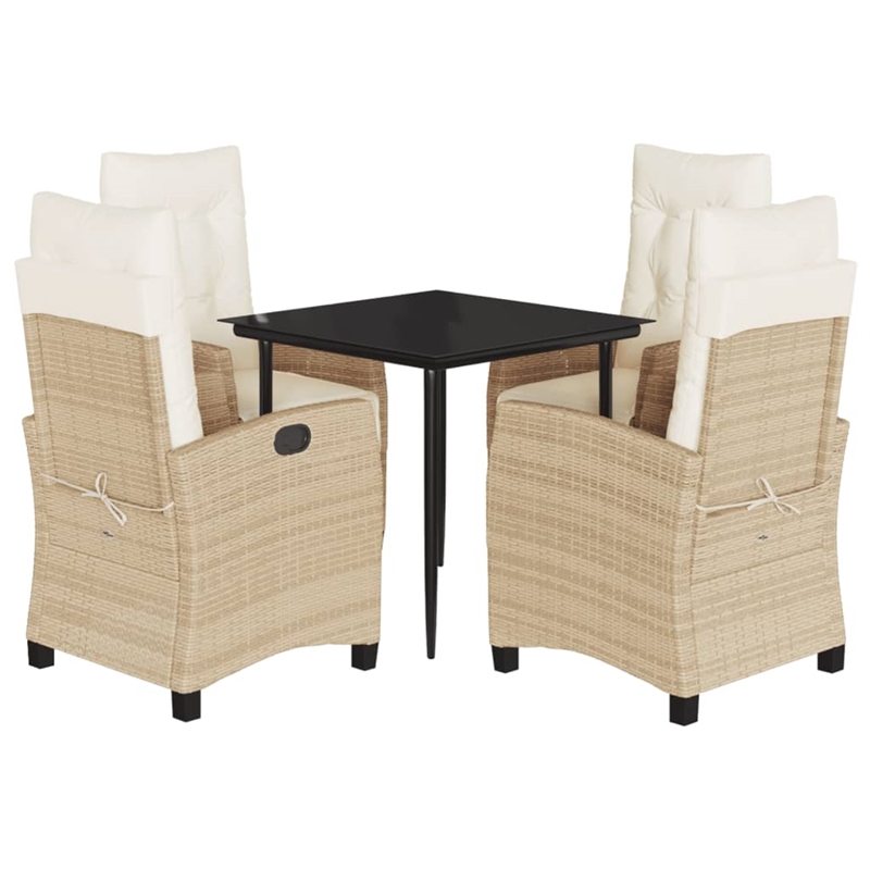 Afuera Living 5 Piece Poly Rattan Garden Dining Set in Black