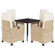 Afuera Living 5 Piece Poly Rattan Garden Dining Set in Black