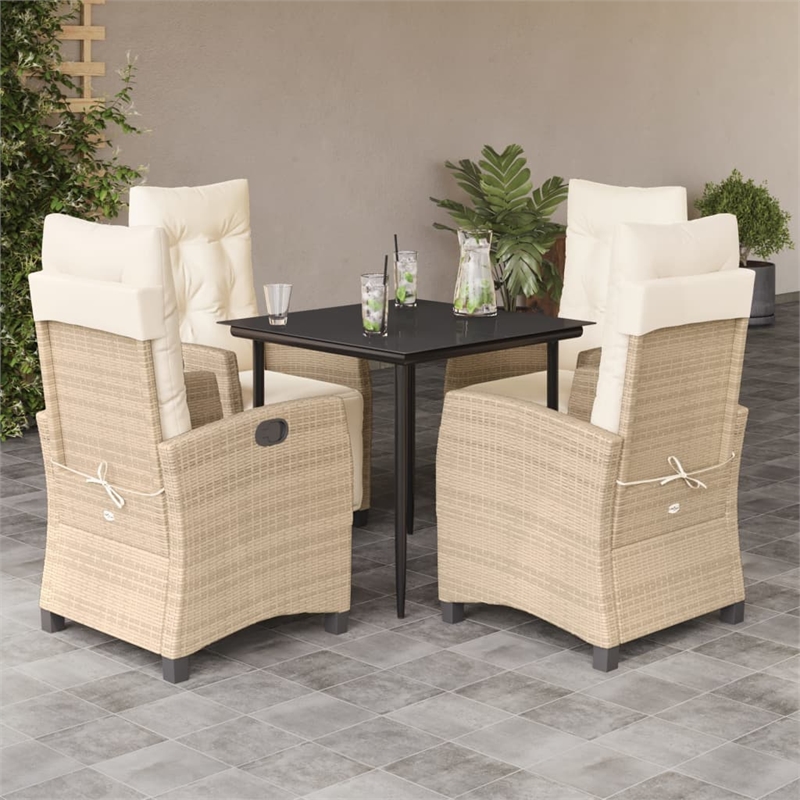 Afuera Living 5 Piece Poly Rattan Garden Dining Set in Black