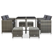 Afuera Living 9 Piece Poly Rattan Garden Dining Set with Cushions in Gray
